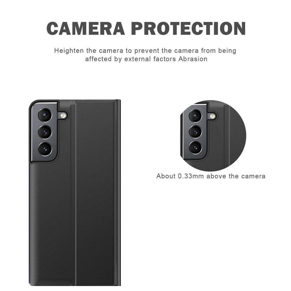 Til Samsung Galaxy S22 5G Stand Folio Flip Cover i PU-læder med selvlåsende funktion og visningsvindue