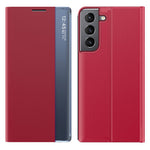 Samsung Galaxy S22 5G Stand Folio Flip Cover PU Läder Självabsorberande mobilskal med Fönster