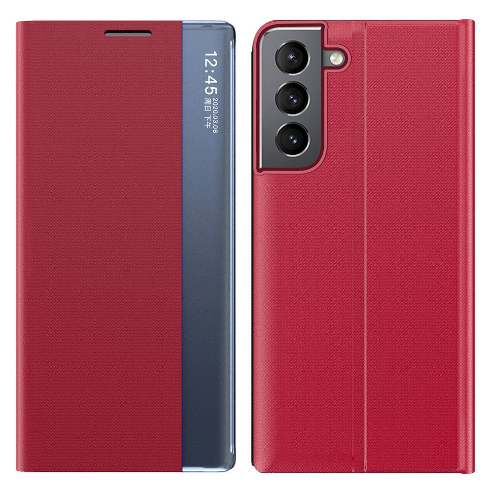 For Samsung Galaxy S22+ 5G View Window Anti-Fall Case PU Leather Auto-Absorbed Stand Phone Cover