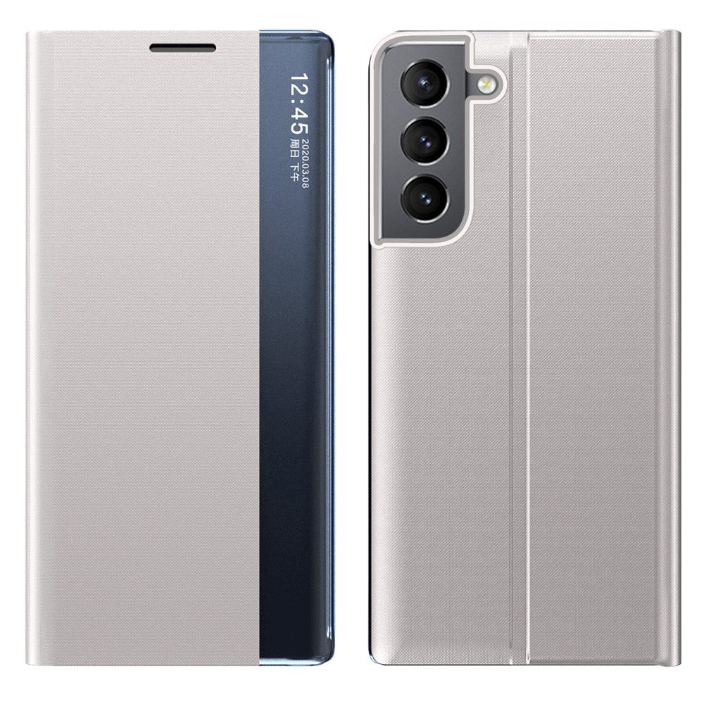 For Samsung Galaxy S22+ 5G View Window Anti-Fall Case PU Leather Auto-Absorbed Stand Phone Cover