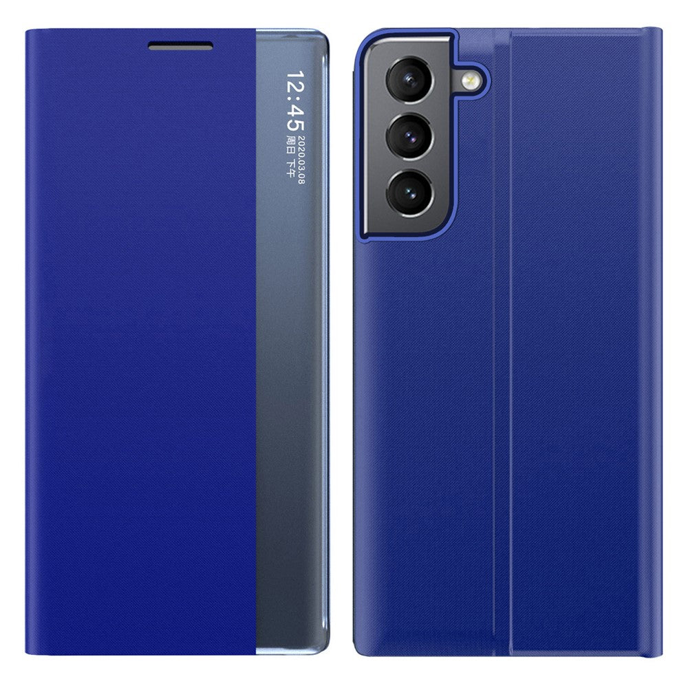 For Samsung Galaxy S22+ 5G View Window Anti-Fall Case PU Leather Auto-Absorbed Stand Phone Cover
