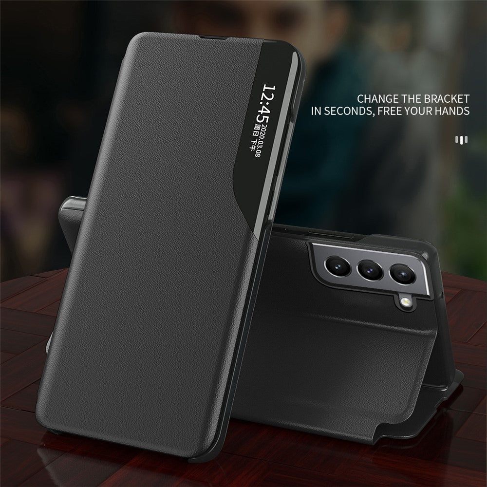 Case View Window PU Leather Stand Cover for Samsung Galaxy S22 5G