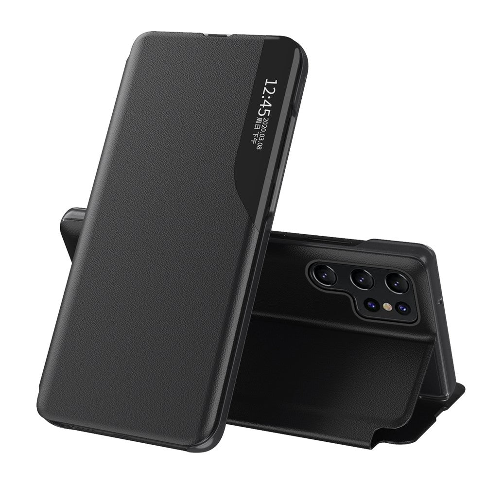 Case View Window PU Leather Stand Cover for Samsung Galaxy S22 Ultra 5G