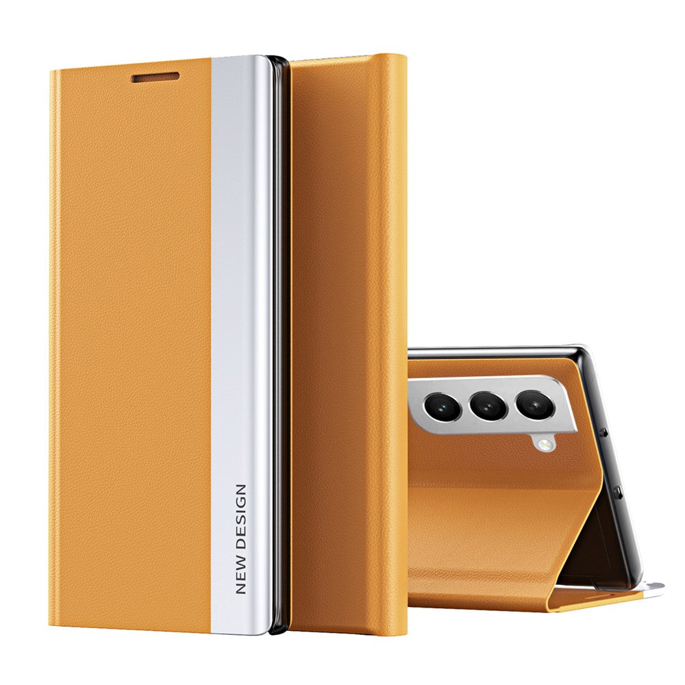 Anti-scratch Protective Leather Phone Case Foldable Stand Cover for Samsung Galaxy S22 5G