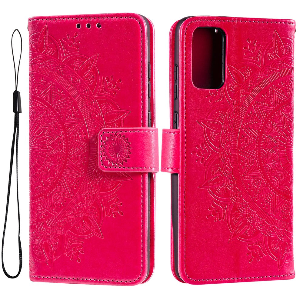 For Samsung Galaxy A33 5G Imprinted Mandala Flower PU Leather Phone Case Wallet Stand Design Flip Cover with Strap