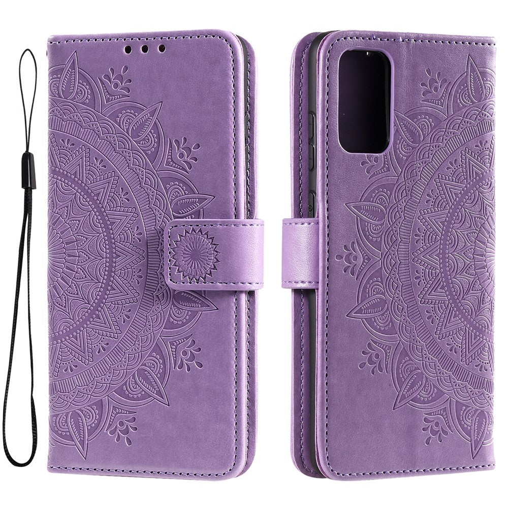For Samsung Galaxy A33 5G Imprinted Mandala Flower PU Leather Phone Case Wallet Stand Design Flip Cover with Strap
