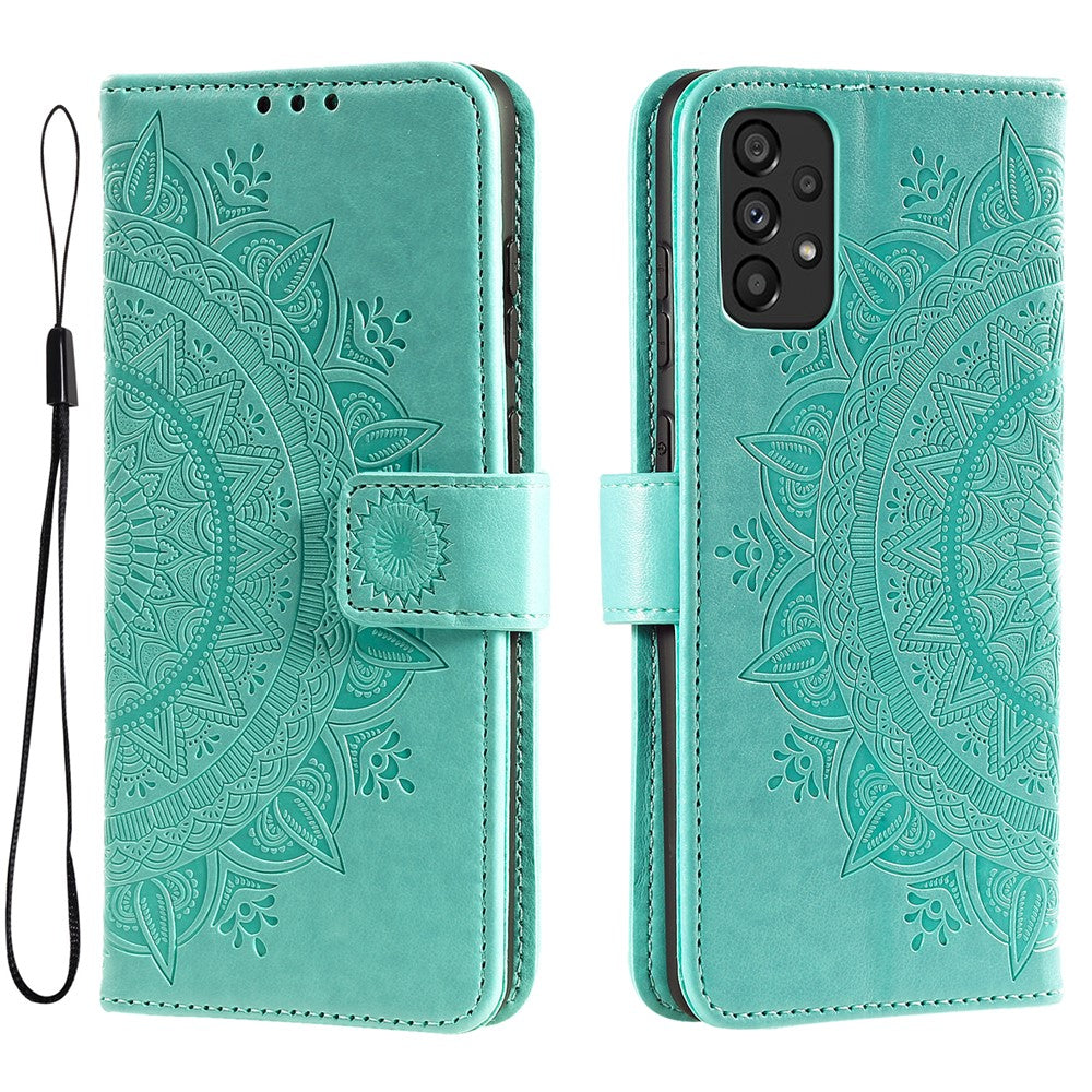 Scratch-resistant Imprinted Mandala Flower PU Leather Wallet Stand Phone Flip Cover Case for Samsung Galaxy A53 5G