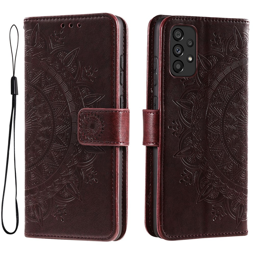 Scratch-resistant Imprinted Mandala Flower PU Leather Wallet Stand Phone Flip Cover Case for Samsung Galaxy A53 5G
