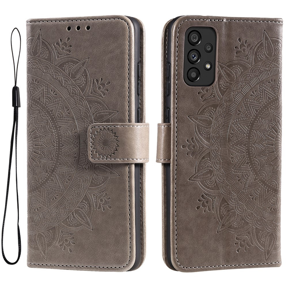 Scratch-resistant Imprinted Mandala Flower PU Leather Wallet Stand Phone Flip Cover Case for Samsung Galaxy A53 5G
