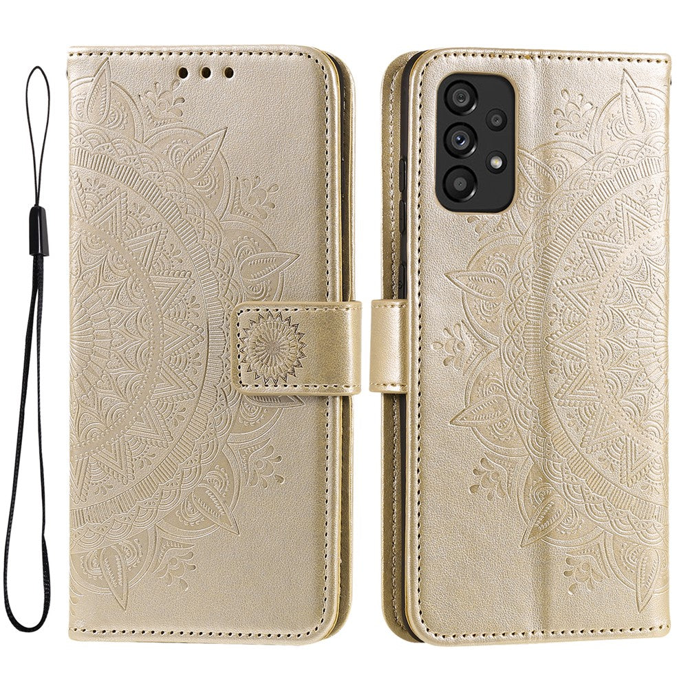 Scratch-resistant Imprinted Mandala Flower PU Leather Wallet Stand Phone Flip Cover Case for Samsung Galaxy A53 5G