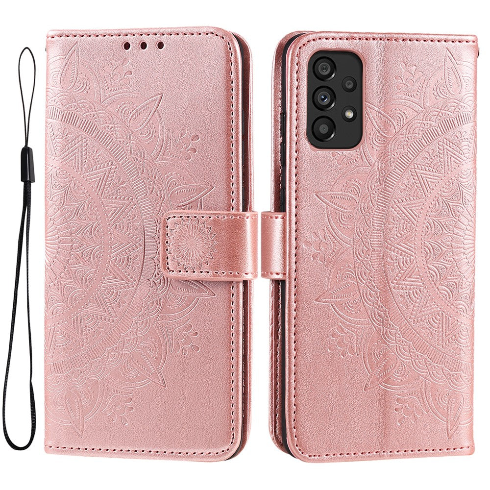 Scratch-resistant Imprinted Mandala Flower PU Leather Wallet Stand Phone Flip Cover Case for Samsung Galaxy A53 5G