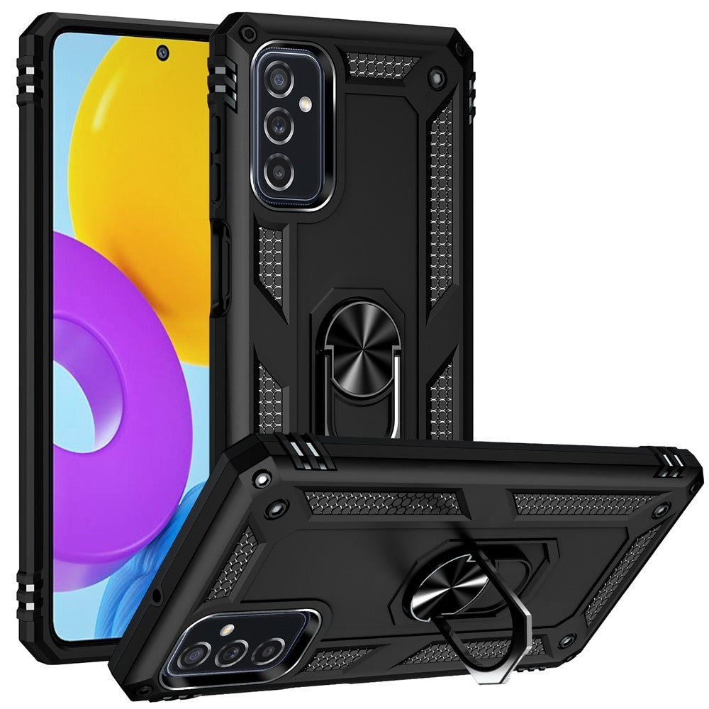Ringhållare Kickstand Reptåligt Fallskyddande mobilskal PC + TPU Hybridskal med Inbyggd Metallplåt för Samsung Galaxy M52 5G