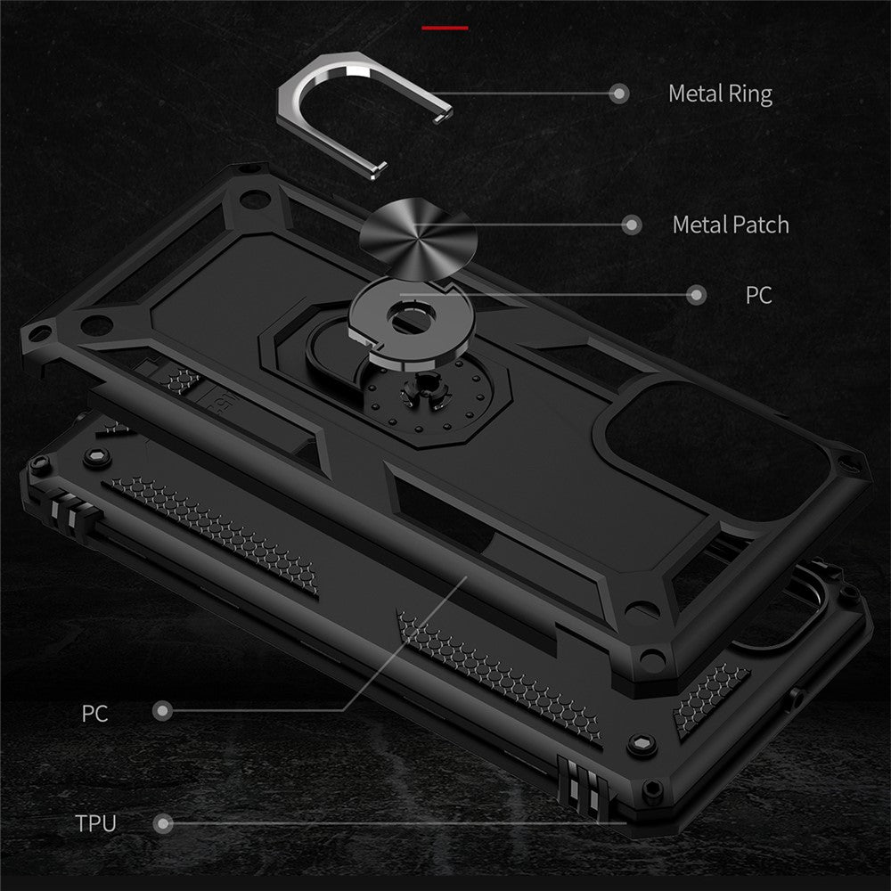Ringhållare Kickstand Reptåligt Fallskyddande mobilskal PC + TPU Hybridskal med Inbyggd Metallplåt för Samsung Galaxy M52 5G
