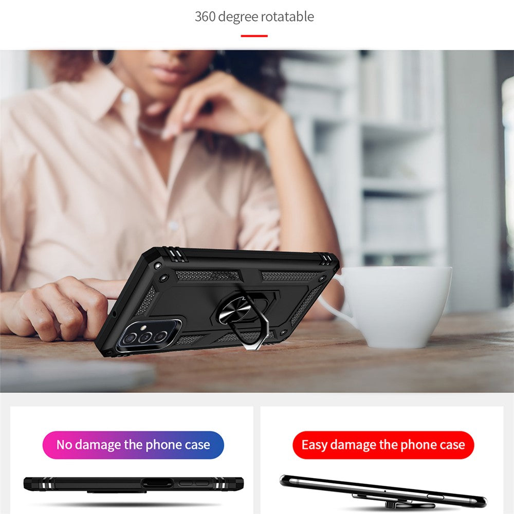 Ringhållare Kickstand Reptåligt Fallskyddande mobilskal PC + TPU Hybridskal med Inbyggd Metallplåt för Samsung Galaxy M52 5G