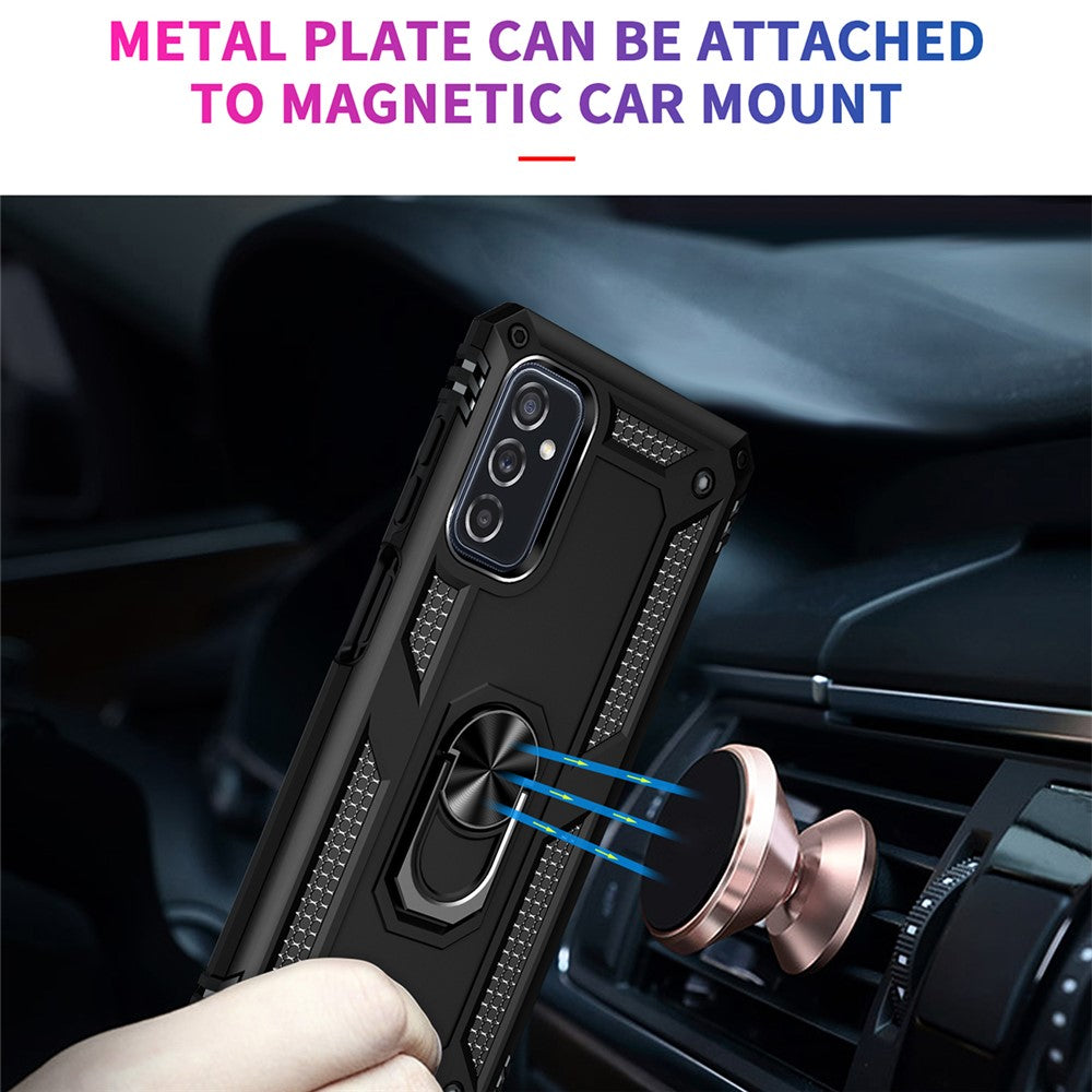 Ringhållare Kickstand Reptåligt Fallskyddande mobilskal PC + TPU Hybridskal med Inbyggd Metallplåt för Samsung Galaxy M52 5G