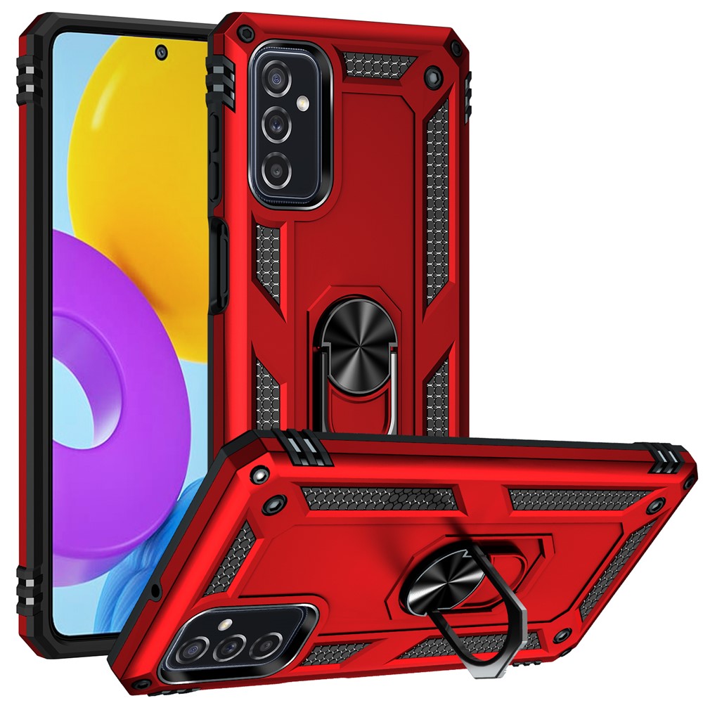 Ringhållare Kickstand Reptåligt Fallskyddande mobilskal PC + TPU Hybridskal med Inbyggd Metallplåt för Samsung Galaxy M52 5G