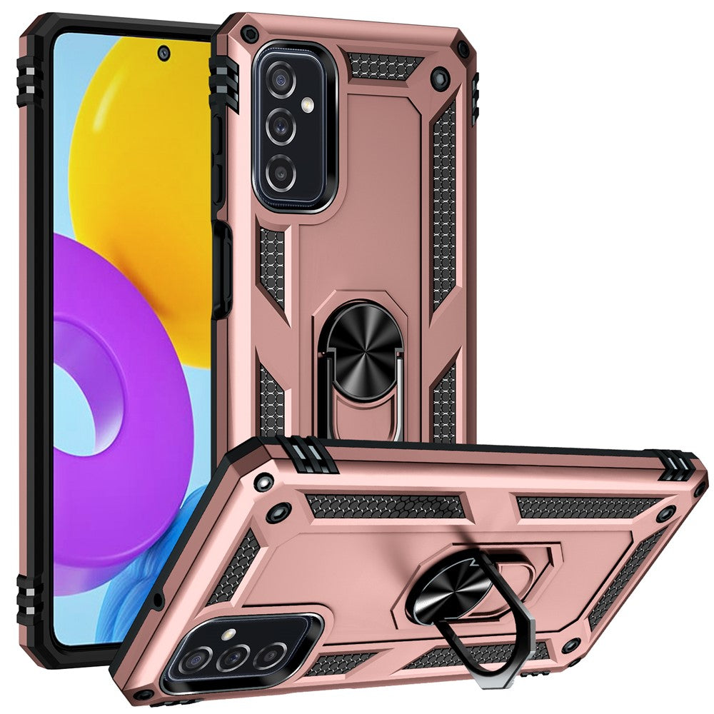 Ringhållare Kickstand Reptåligt Fallskyddande mobilskal PC + TPU Hybridskal med Inbyggd Metallplåt för Samsung Galaxy M52 5G