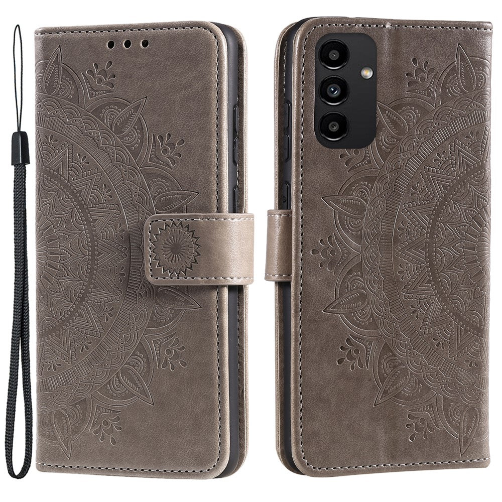 For Samsung Galaxy A13 4G Shockproof Wallet Stand Design Imprinted Mandala Flower PU Leather Phone Flip Cover Case