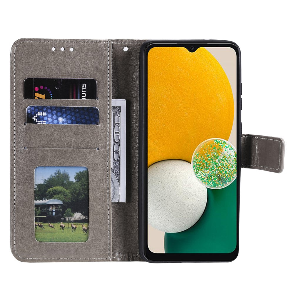 For Samsung Galaxy A13 4G Shockproof Wallet Stand Design Imprinted Mandala Flower PU Leather Phone Flip Cover Case