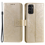 For Samsung Galaxy A13 4G Shockproof Wallet Stand Design Imprinted Mandala Flower PU Leather Phone Flip Cover Case