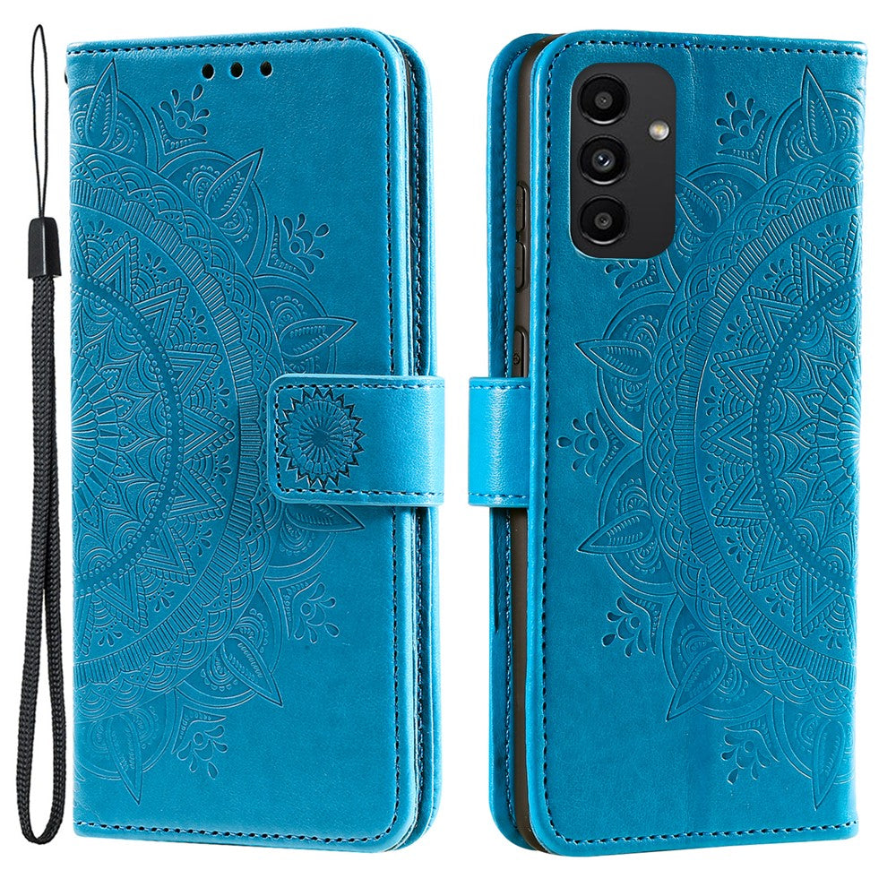 For Samsung Galaxy A13 4G Shockproof Wallet Stand Design Imprinted Mandala Flower PU Leather Phone Flip Cover Case