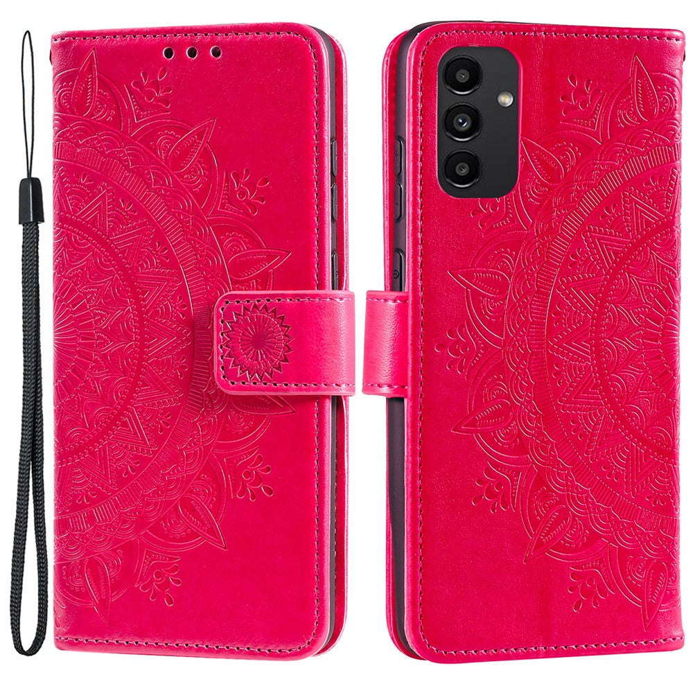 For Samsung Galaxy A13 4G Shockproof Wallet Stand Design Imprinted Mandala Flower PU Leather Phone Flip Cover Case