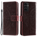 For Samsung Galaxy A13 4G Shockproof Wallet Stand Design Imprinted Mandala Flower PU Leather Phone Flip Cover Case