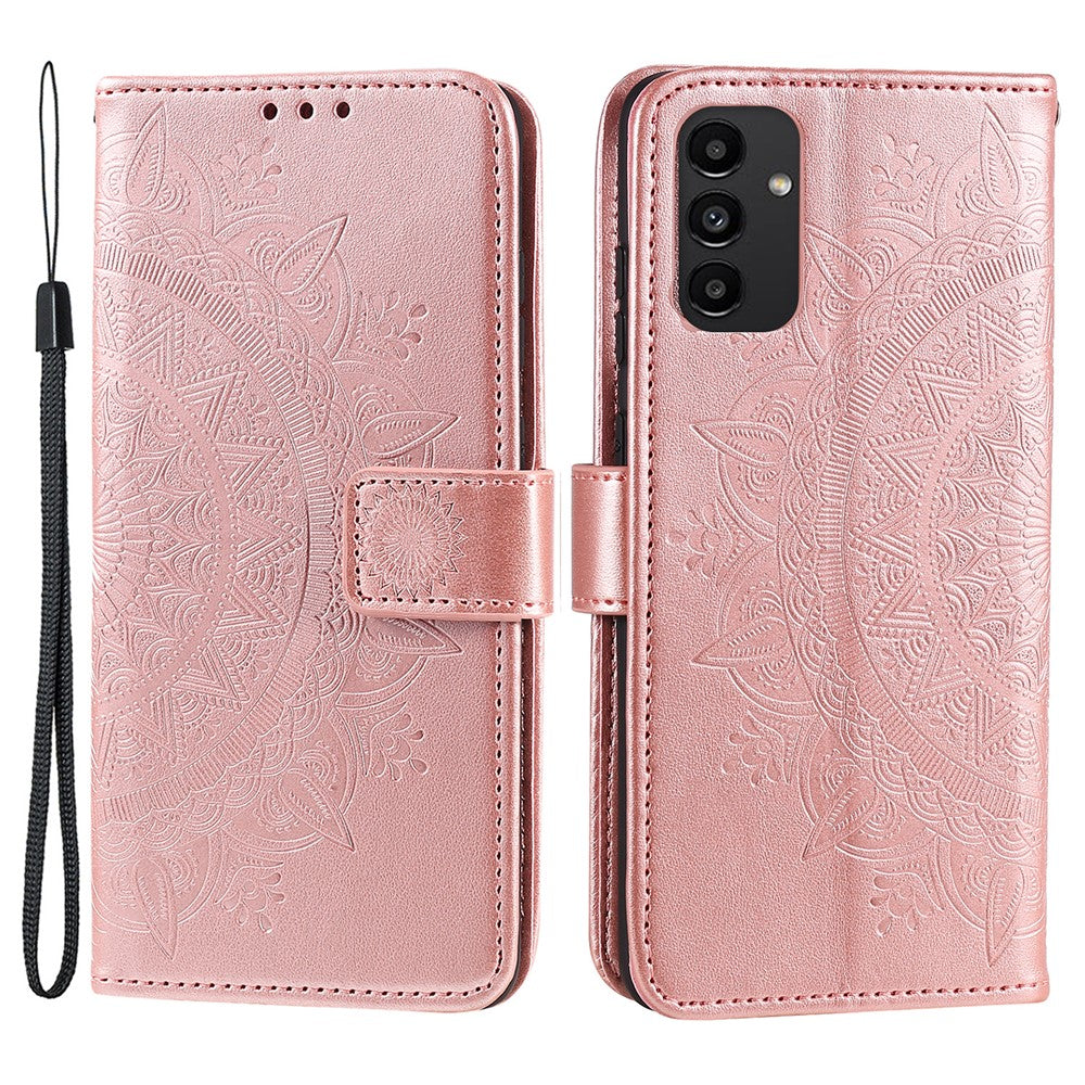 For Samsung Galaxy A13 4G Shockproof Wallet Stand Design Imprinted Mandala Flower PU Leather Phone Flip Cover Case