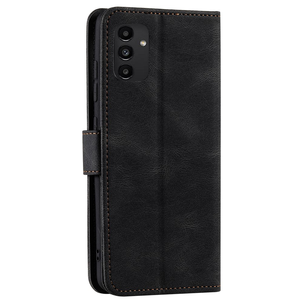 Håndrem Beskyttende Cover Sammenføjning PU-læder og TPU Telefon Flip Etui Syet Hudberørings Stativpung til Samsung Galaxy A13 4G
