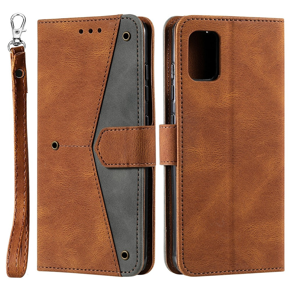 Stitching Surface Splicing Style PU Leather and TPU Phone Flip Case Skin-touch Stand Wallet Phone Protective Cover for Samsung Galaxy A33 5G