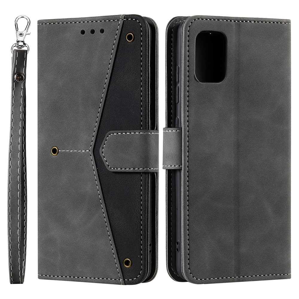 Stitching Surface Splicing Style PU Leather and TPU Phone Flip Case Skin-touch Stand Wallet Phone Protective Cover for Samsung Galaxy A33 5G
