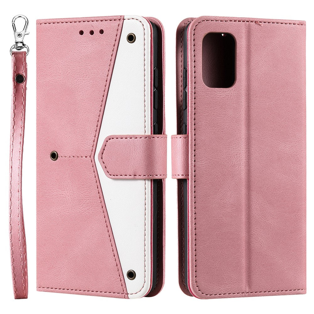 Stitching Surface Splicing Style PU Leather and TPU Phone Flip Case Skin-touch Stand Wallet Phone Protective Cover for Samsung Galaxy A33 5G