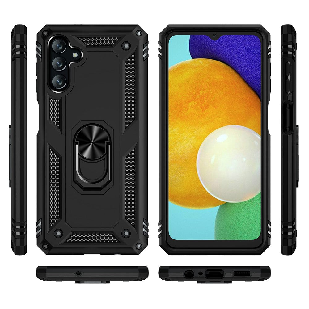 Militärklassad ringmonterad bilstativ med dubbla lager, mjukt och flexibelt TPU-hårt PC-skal för Samsung Galaxy A13 5G
