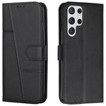 PU Leather Stand Feature Stitching Phone Wallet Cover Case with Strap for Samsung Galaxy S22 Ultra 5G