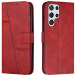 PU Leather Stand Feature Stitching Phone Wallet Cover Case with Strap for Samsung Galaxy S22 Ultra 5G