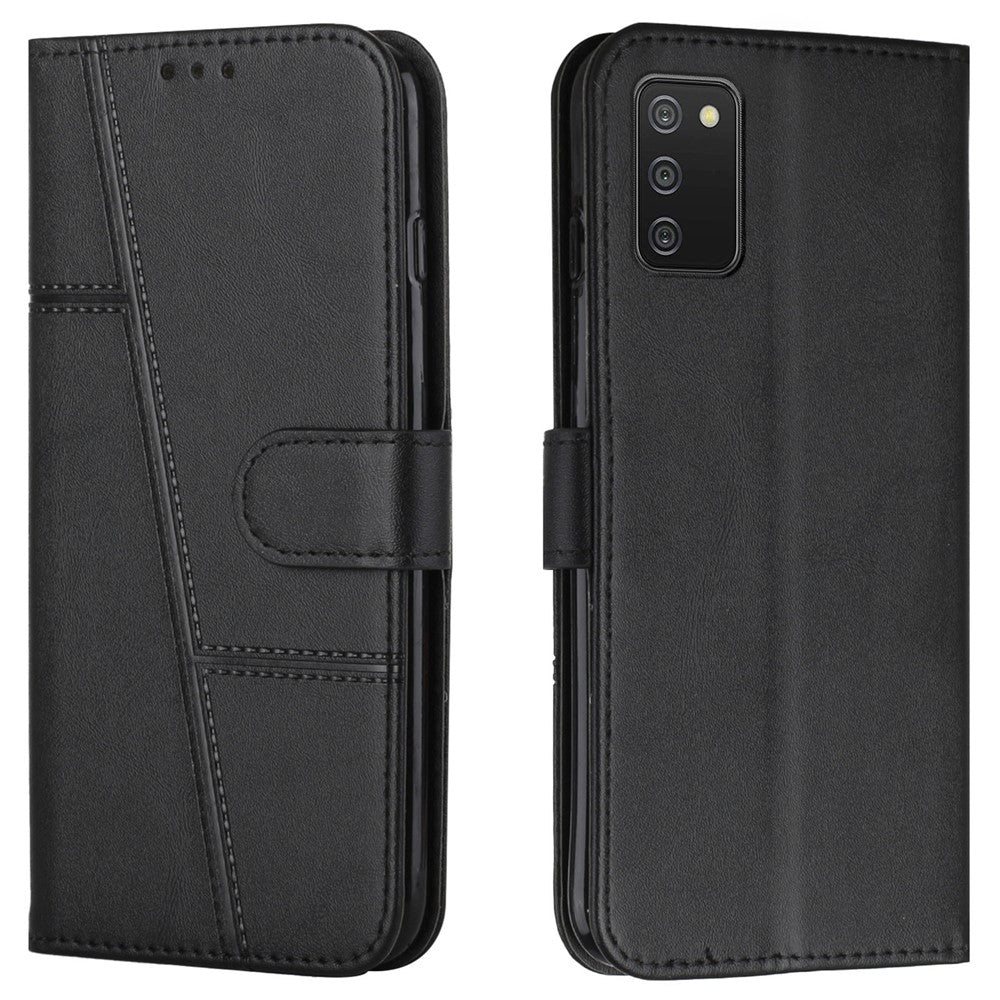Stitching Lines Design PU Leather Phone Case Mobile Phone Cover Flip Stand Wallet for Samsung Galaxy A03s (166.5mm)