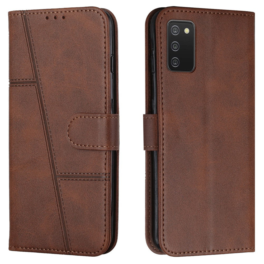 Stitching Lines Design PU Leather Phone Case Mobile Phone Cover Flip Stand Wallet for Samsung Galaxy A03s (166.5mm)