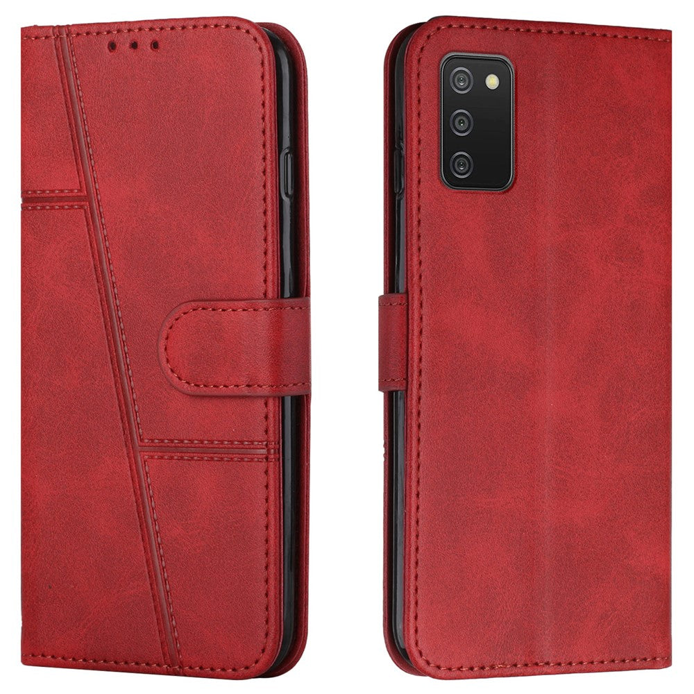 Stitching Lines Design PU Leather Phone Case Mobile Phone Cover Flip Stand Wallet for Samsung Galaxy A03s (166.5mm)