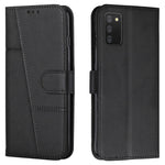 Anti-ridse syninger Design Flip PU Læder Telefon Cover Stativ Pung Telefon Etui til Samsung Galaxy A03s (164.2mm)