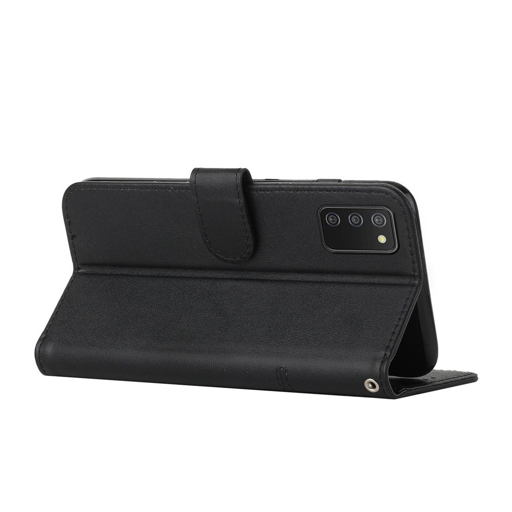 Anti-ridse syninger Design Flip PU Læder Telefon Cover Stativ Pung Telefon Etui til Samsung Galaxy A03s (164.2mm)