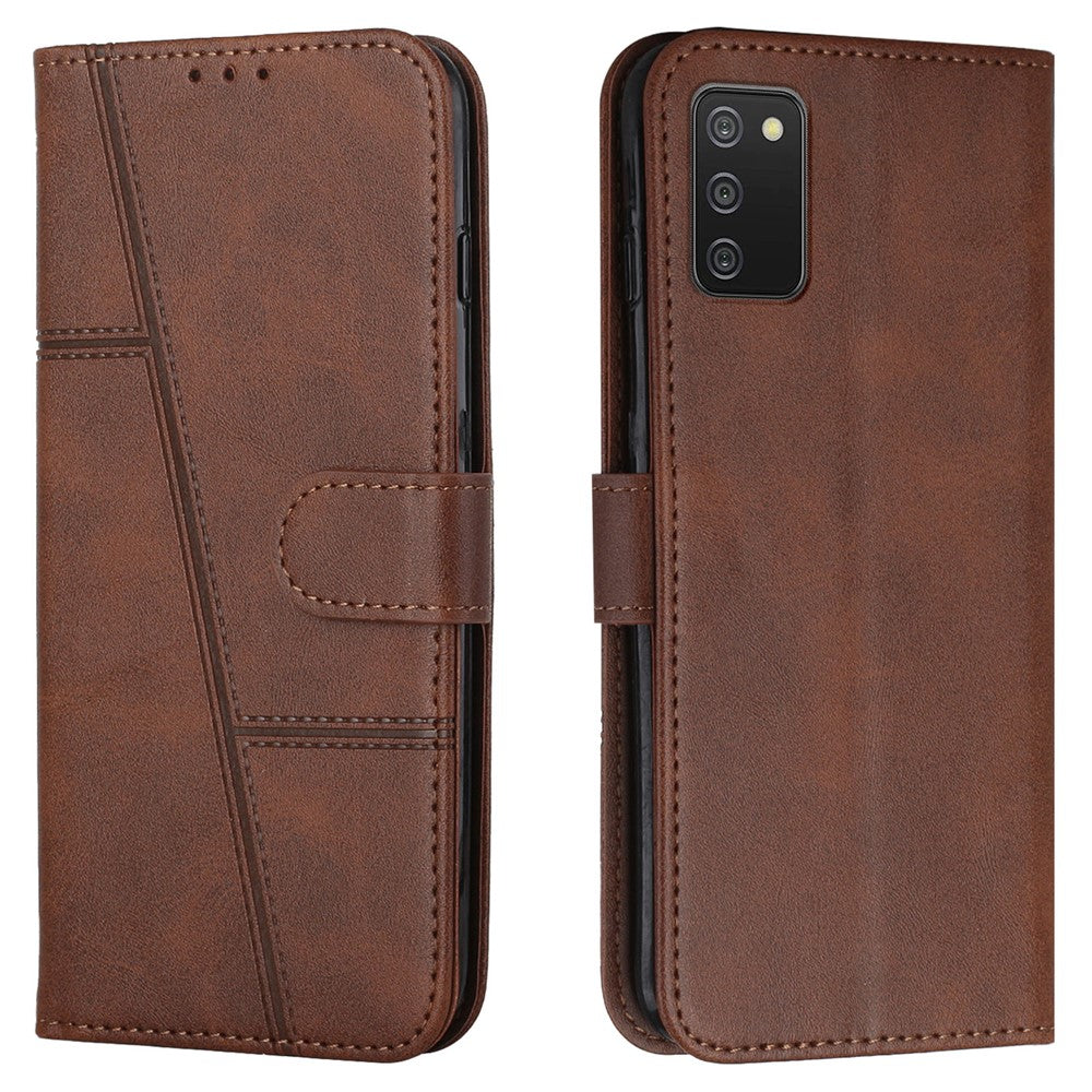 Anti-ridse syninger Design Flip PU Læder Telefon Cover Stativ Pung Telefon Etui til Samsung Galaxy A03s (164.2mm)