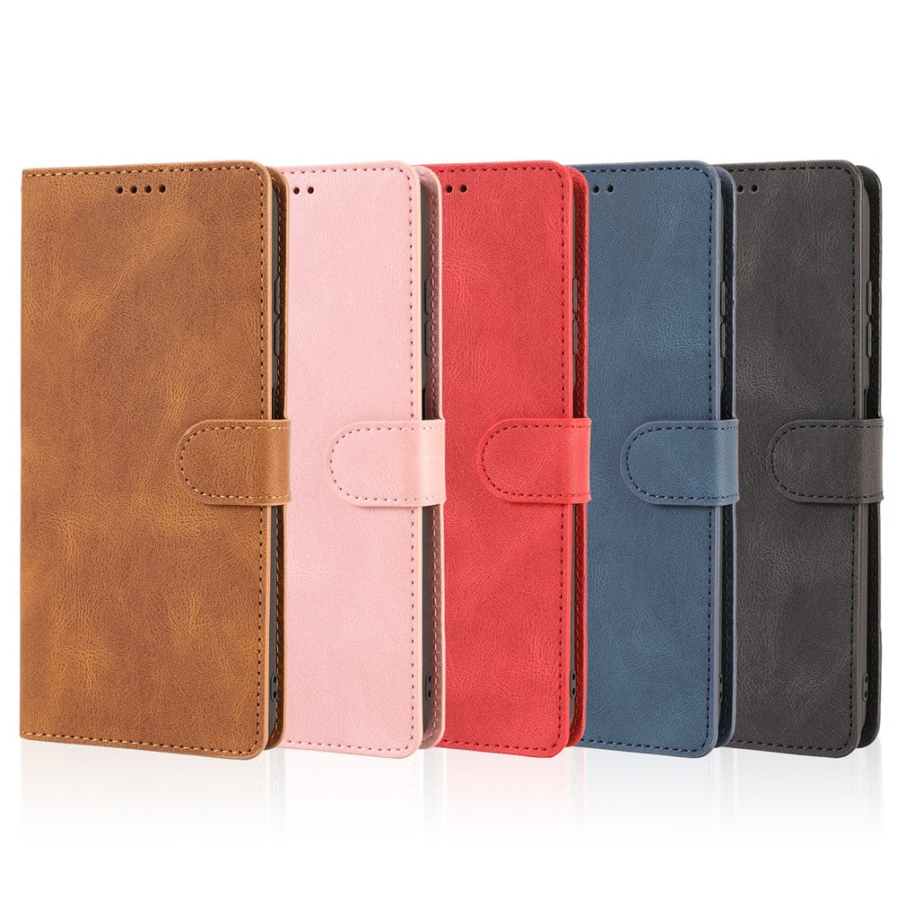 Klassisk PU-læder Flip Folio Cover pung stativ magnetisk beskyttelsescover med strop til Samsung Galaxy A22 4G (EU-version) / M32 (Global version)