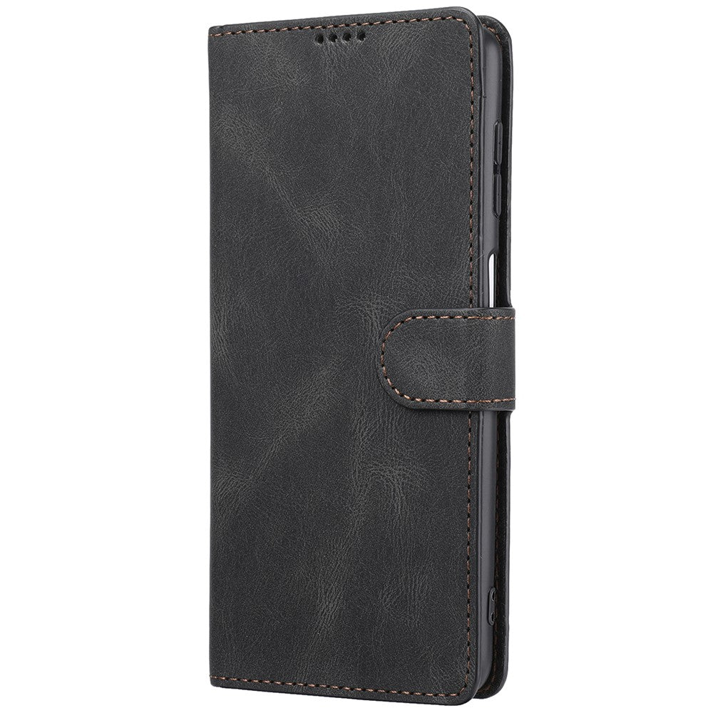 Klassisk PU-læder Flip Folio Cover pung stativ magnetisk beskyttelsescover med strop til Samsung Galaxy A22 4G (EU-version) / M32 (Global version)