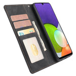 Klassisk PU-læder Flip Folio Cover pung stativ magnetisk beskyttelsescover med strop til Samsung Galaxy A22 4G (EU-version) / M32 (Global version)