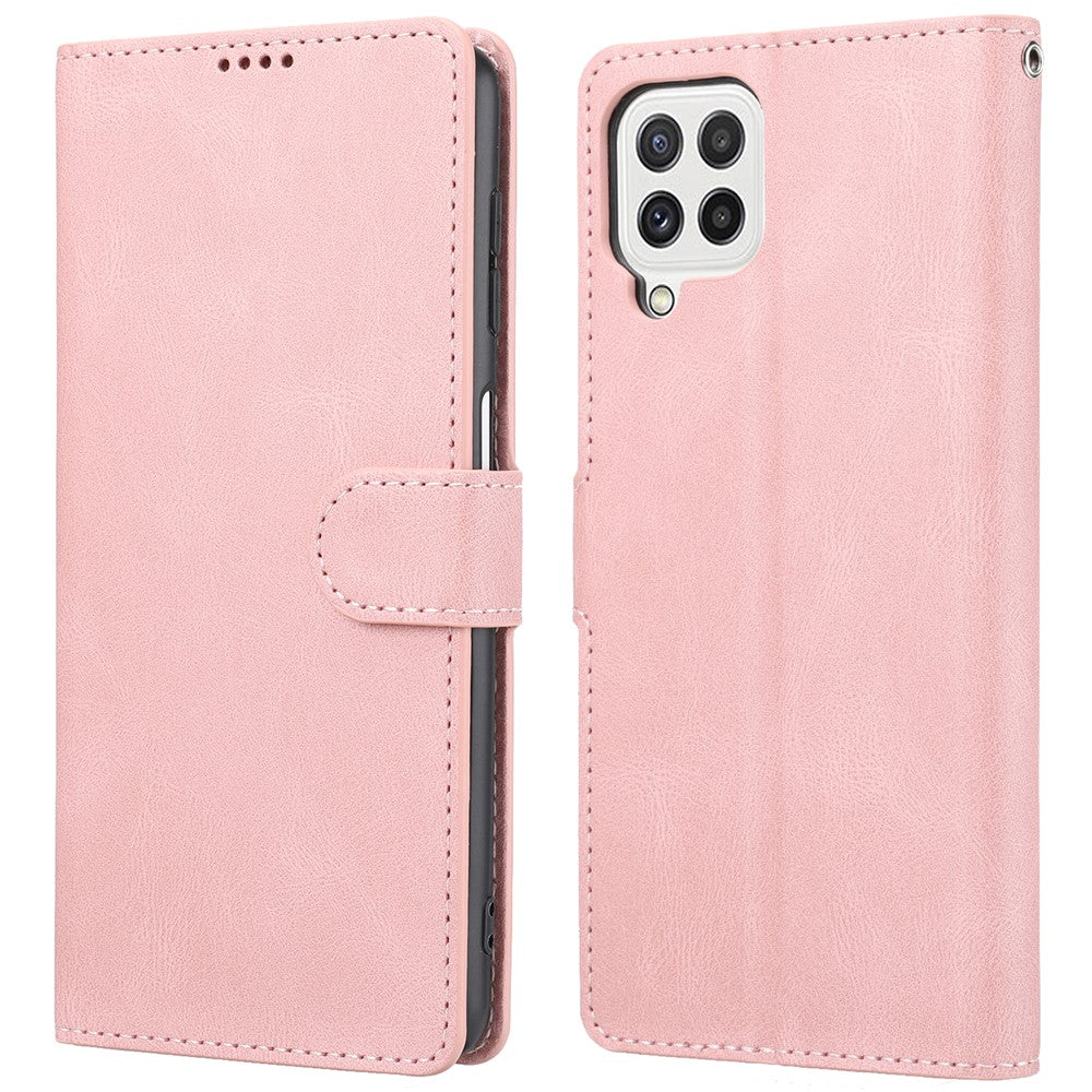 Klassisk PU-læder Flip Folio Cover pung stativ magnetisk beskyttelsescover med strop til Samsung Galaxy A22 4G (EU-version) / M32 (Global version)