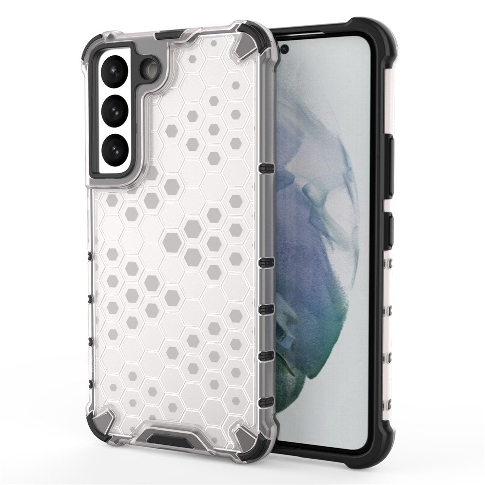 Fall-proof Honeycomb Pattern TPU + PC Phone Cover Protective Back Case for Samsung Galaxy S22 5G