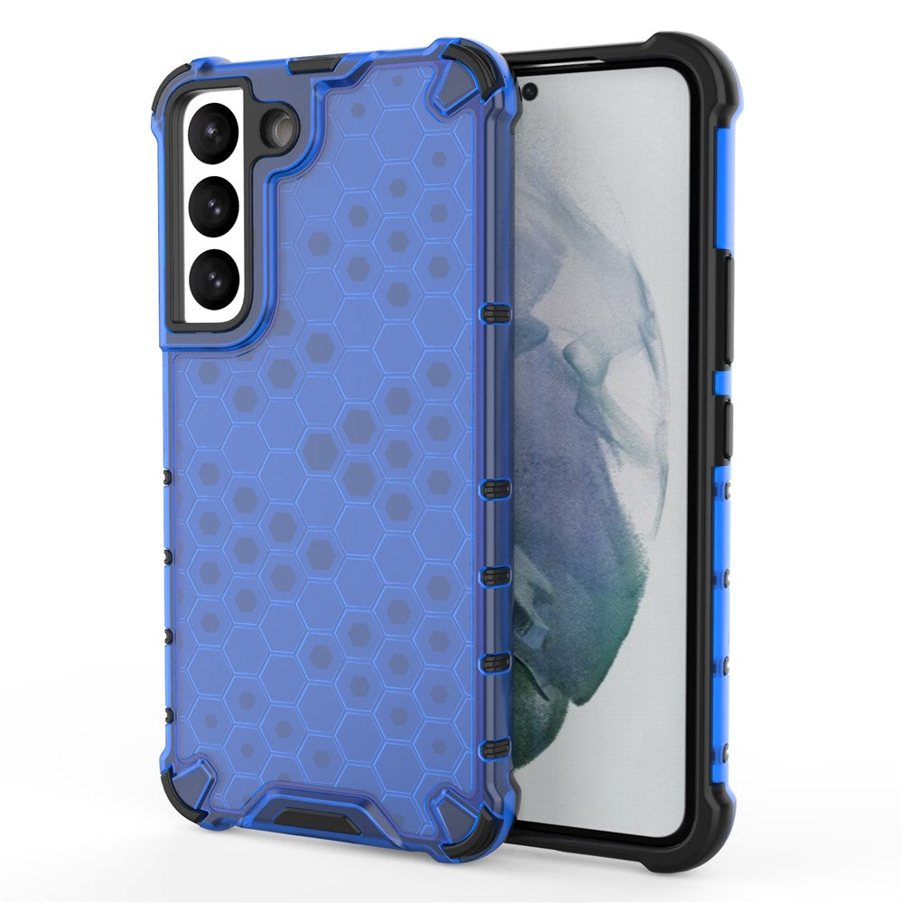 Fall-proof Honeycomb Pattern TPU + PC Phone Cover Protective Back Case for Samsung Galaxy S22 5G