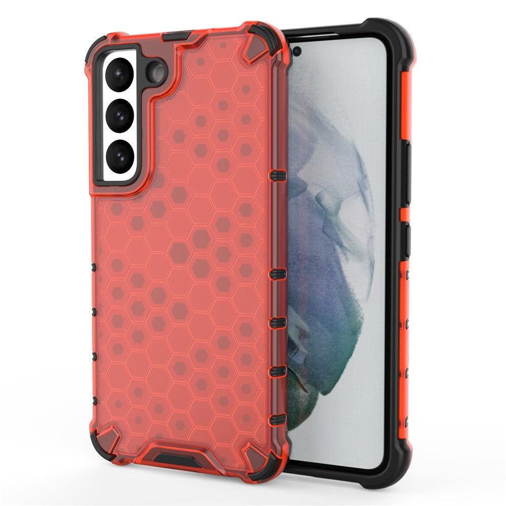 Fall-proof Honeycomb Pattern TPU + PC Phone Cover Protective Back Case for Samsung Galaxy S22 5G