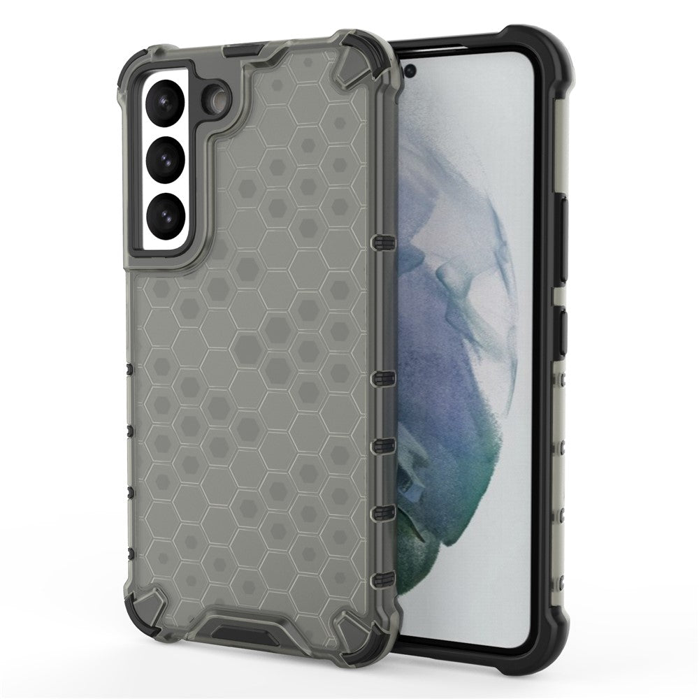 Fall-proof Honeycomb Pattern TPU + PC Phone Cover Protective Back Case for Samsung Galaxy S22 5G
