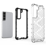 Fall-proof Honeycomb Pattern TPU + PC Phone Cover Protective Back Case for Samsung Galaxy S22 5G